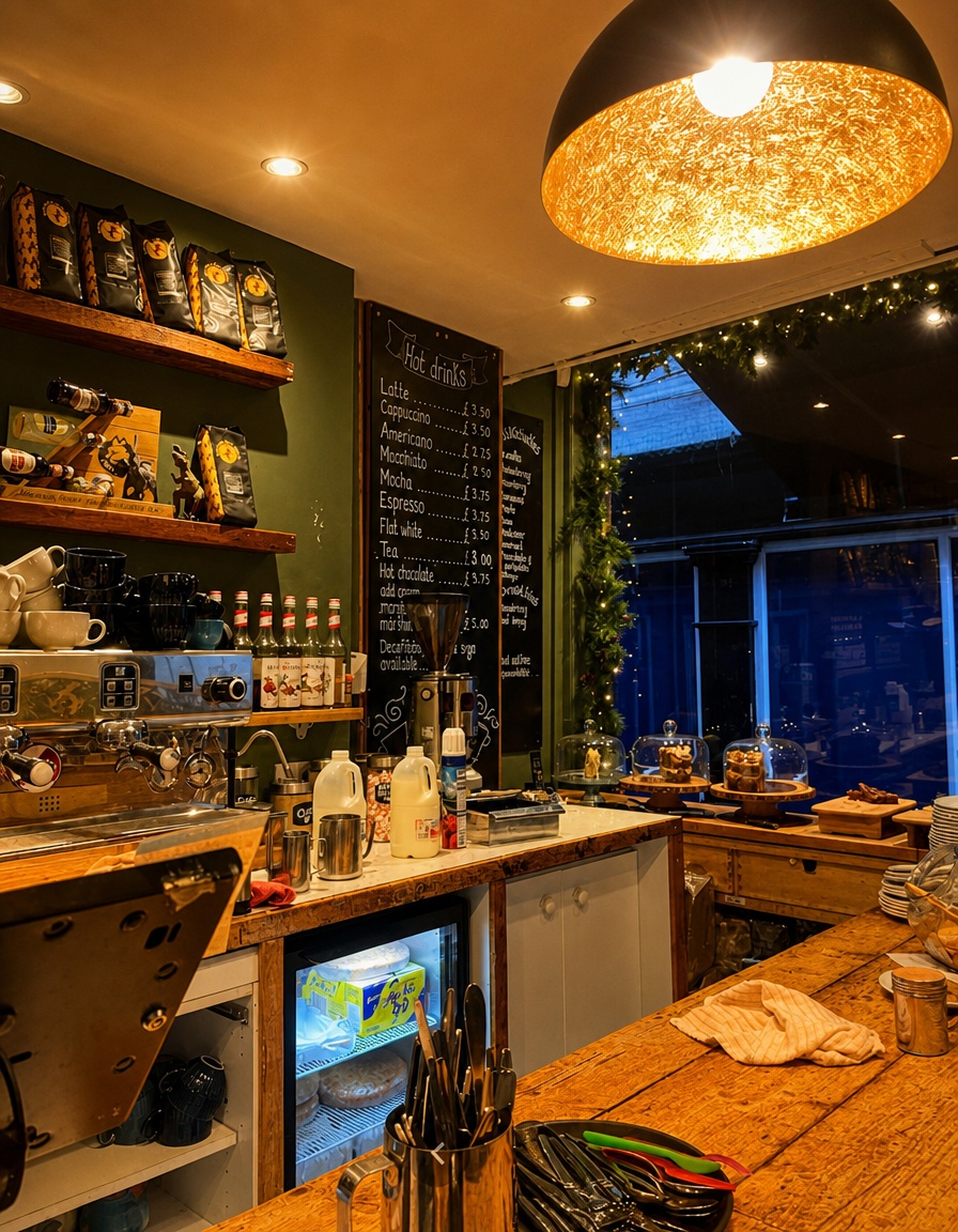 Warm interior and coffee counter at Bruks
